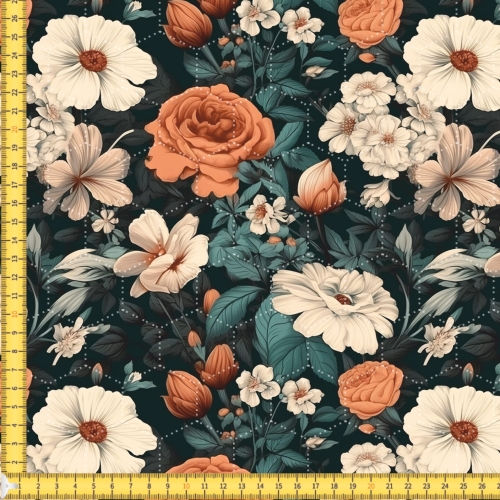 Tkanina wodoodporna drukowana pikowana - Róże vintage