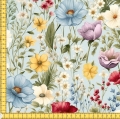 Tkanina wodoodporna drukowana pikowana - Łąka polne kwiaty