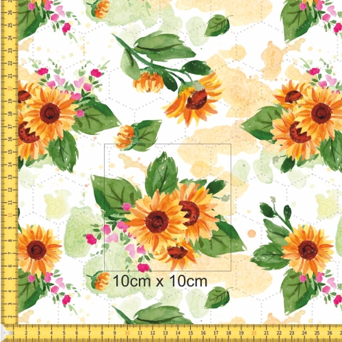 Tkanina wodoodporna drukowana pikowana - Słoneczniki