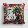 Panel poduszkowy świąteczny Koty w światełkach