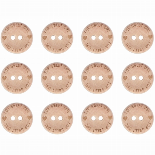 Guziki drewniane "for sweet girl" 15mm