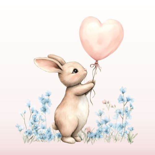 Królik z balonem - panel poduszkowy