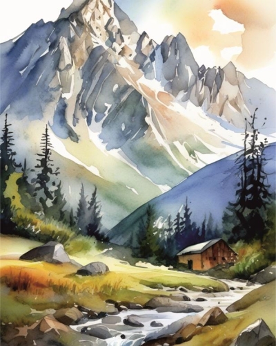 Góry - panel - tkanina na torbę