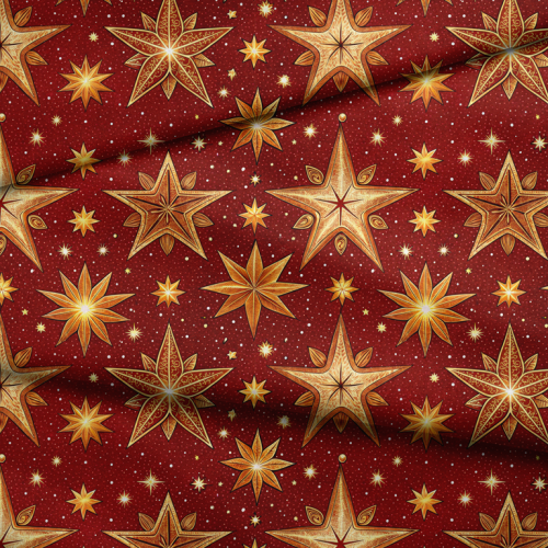 Złote gwiazdy na bordowym