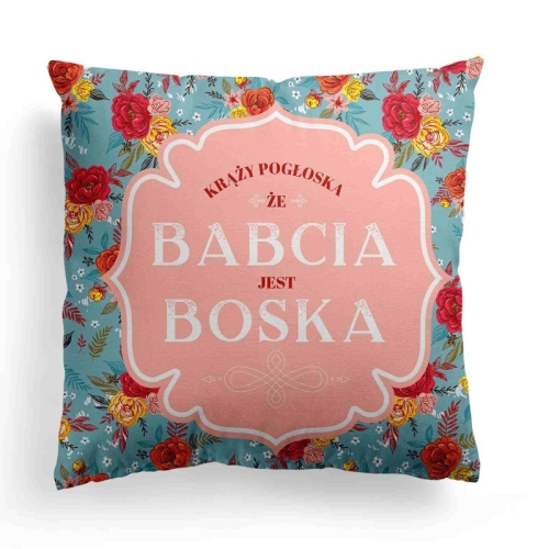 Krąży pogłoska, że Babcia jest boska - panel poduszkowy z weluru