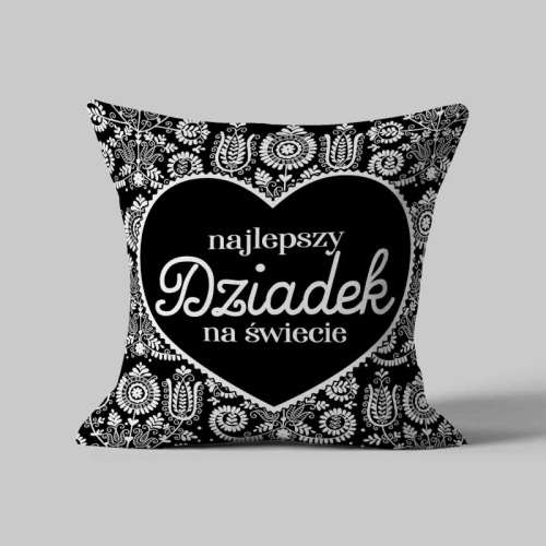 Najlepszy Dziadek folk czarno-biały - panel poduszkowy