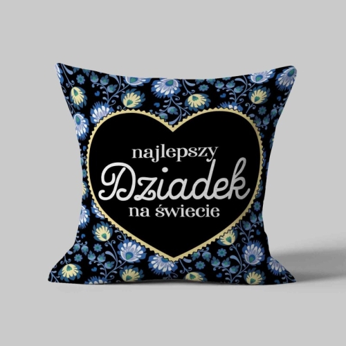 Najlepszy Dziadek folk niebieski - panel poduszkowy