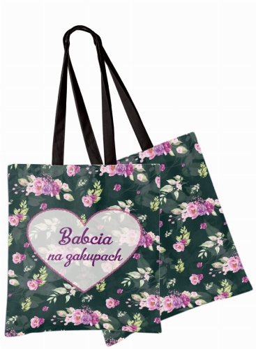 Panel - tkanina na torbę Babcia na zakupach