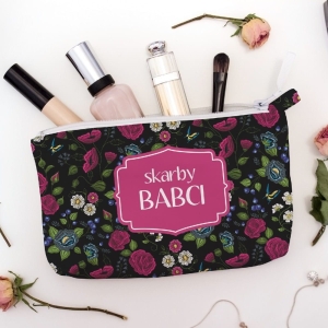 Panel- tkanina na kosmetyczkę Skarby Babci czarny