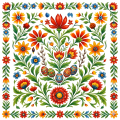 Kwiaty folk - panel poduszkowy