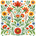 Kwiaty folk - panel poduszkowy