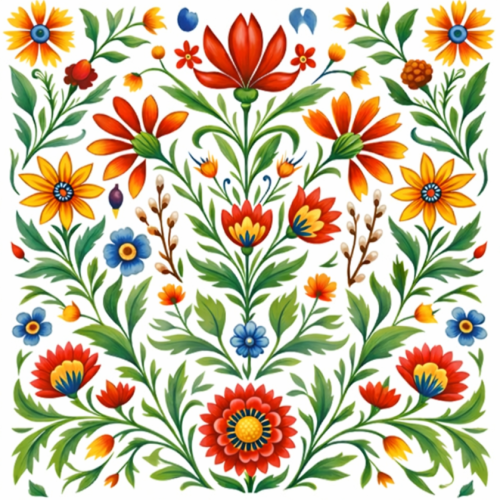 Kwiaty folk - panel poduszkowy