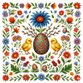 Folk wielkanoc - panel poduszkowy