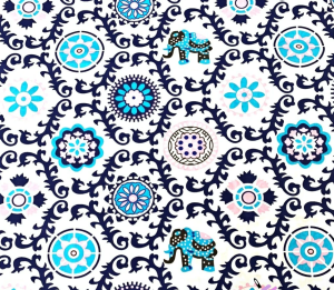 Tkanina bawełniana Słonie indyjskie ornament  0,5m