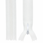 Zamek spiralny 40cm KRYTY nierozdzielczy 3mm -BIAŁY