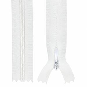 Zamek spiralny 40cm KRYTY nierozdzielczy 3mm -BIAŁY