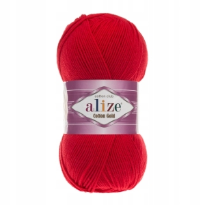Włóczka Alize Cotton Gold CZERWONA 56 Bawełna Akryl 100g 330m