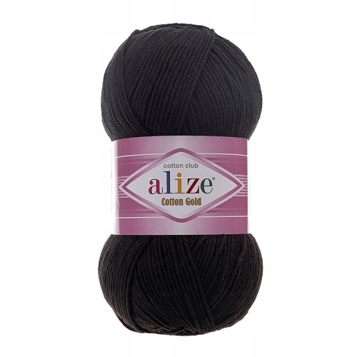 Włóczka Alize Cotton Gold CZARNA 60 Bawełna Akryl 100g 330m