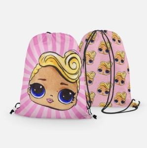 Panele przód/tył na worek Brokatowa laleczka różowa 001 30x42cm