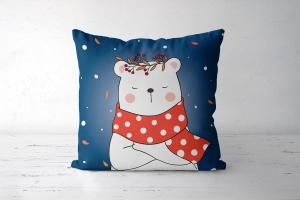 Panel poduszkowy Miś w szaliku niebieski