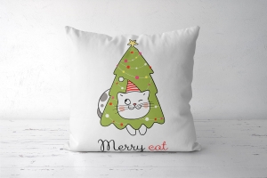 Panel poduszkowy świąteczny Kot, Merry Cat