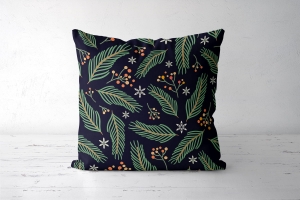 Panel poduszkowy świąteczny Gałązki choinki granatowe