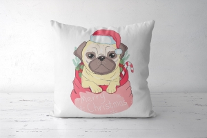 Panel poduszkowy świąteczny Buldog w czapce, pies w czapce