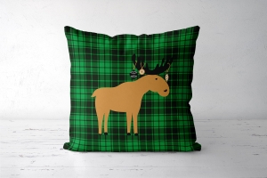 Panel poduszkowy Renifer i zielona kratka