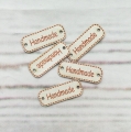 Naszywka z ekoskóry "Handmade" (biała 12x30mm