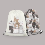 Panele przód/tył na worek  Koty na kremowym tle 30x40cm 