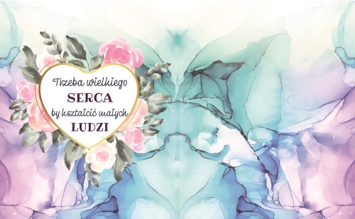 Trzeba wielkiego serca ... - panel - tkanina na torbę dla nauczycielki