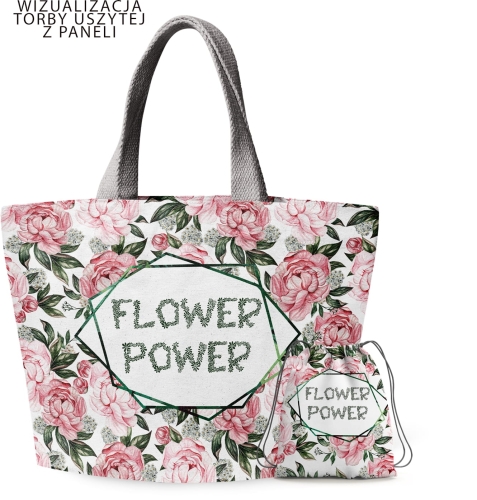 Flower power / kwiaty- zestaw paneli na dużą torbę i kosmetyczkę (id: 3526)