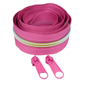 Taśma suwakowa 5mm spiralna tęczowa - różowa