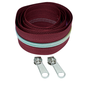 Taśma suwakowa 5mm spiralna tęczowa bordowa