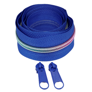 Taśma suwakowa 5mm spiralna tęczowa niebieska