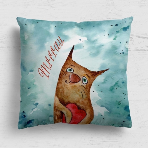 Kot z sercem Mrrrau - panel poduszkowy