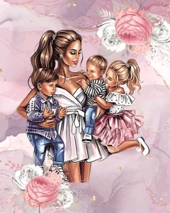 Best Mom ( 2 boys 1 girl ) 01 - panele - tkanina na torbę  