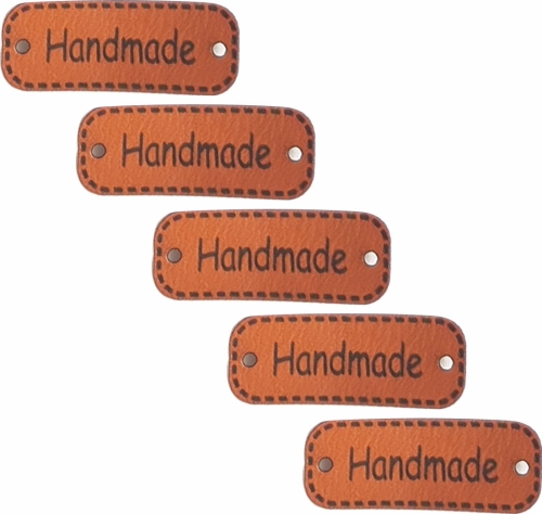 Metki z ekoskóry HANDMADE brąz 5szt