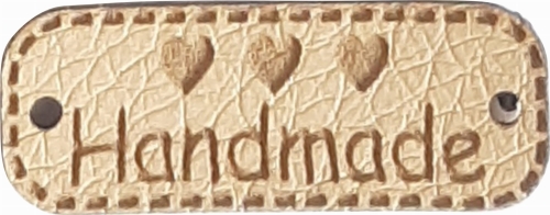 Naszywka z ekoskóry "Handmade ♥♥♥" serca