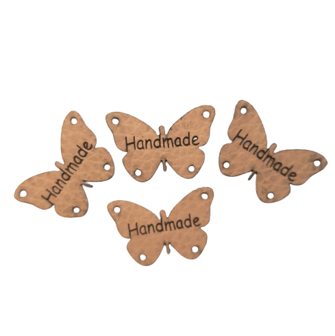Metki z ekoskóry HANDMADE MOTYL beż 4szt