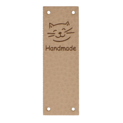 Naszywka z ekoskóry składana Kotek "Handmade"