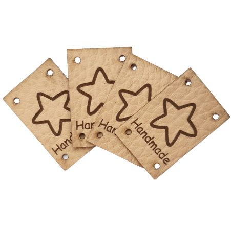 Metki z ekoskóry Gwiazdka "Handmade" 4szt (