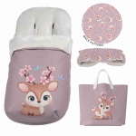 Panel na śpiworek - Cute deer, jelonek - jasny brudny róż 