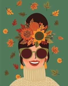 Kobieta, jesień 01 - panele - tkanina na torbę 