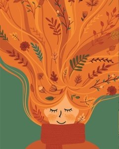 Kobieta, jesień 02- panele - tkanina na torbę  