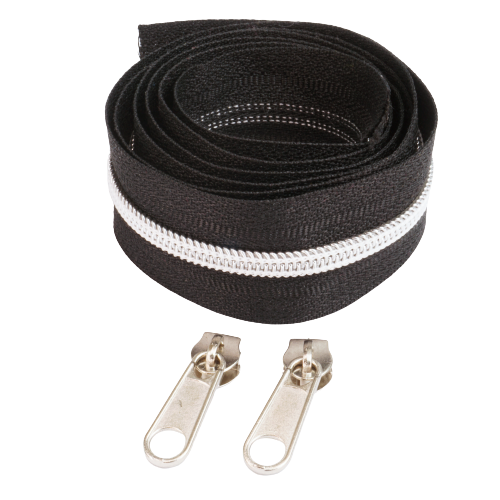 Taśma suwakowa 5mm czarna - srebrna spirala