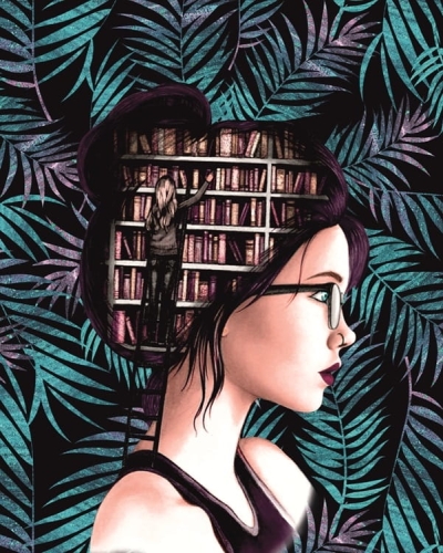 Panel- tkanina na torbę Book Girl 05