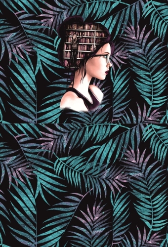 Panel- tkanina na kosmetyczkę przód i tył Book lover
