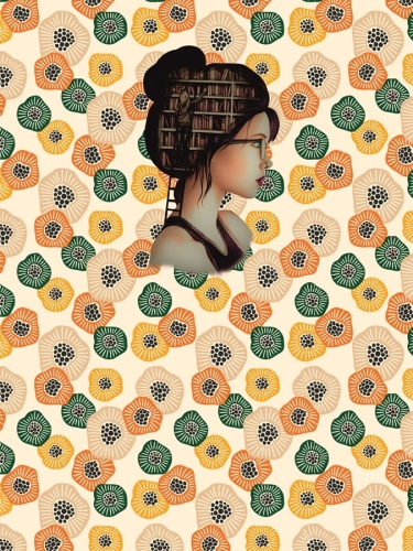 Panel- tkanina na kosmetyczkę przód i tył Book Girl07