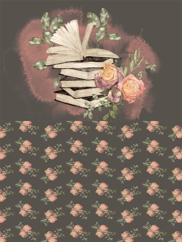 Panel- tkanina na kosmetyczkę przód i tył Book Girl 08